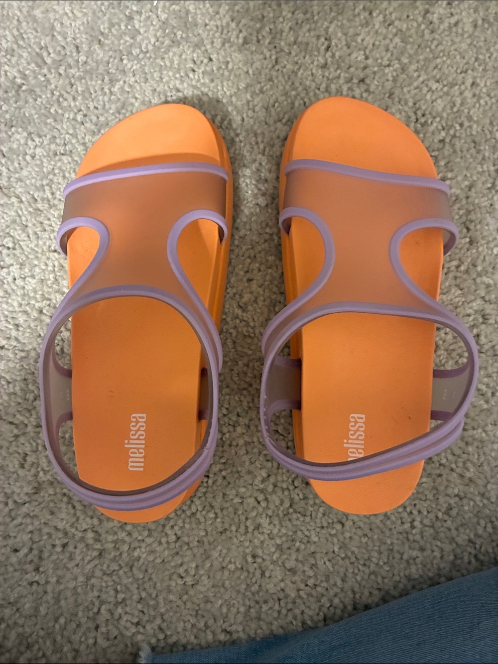 Melissa Orange Footbed with Lavender Jelly Straps Slide Sandals